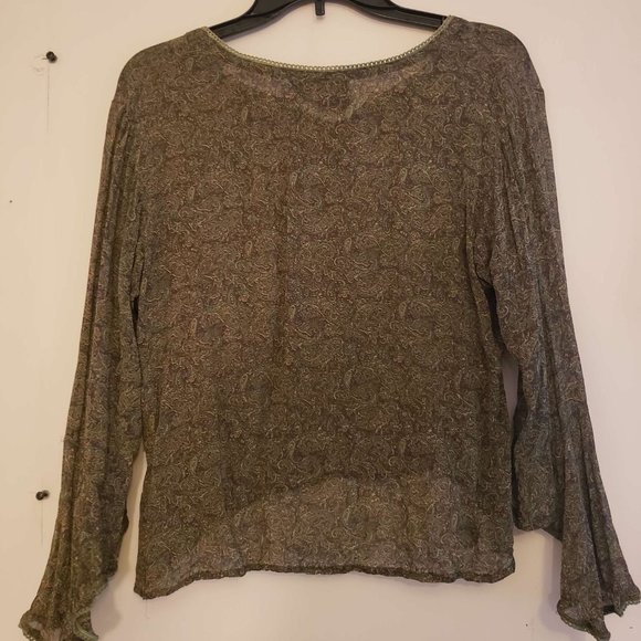 DCC Green/Brown Paisley Boho Top - Picture 4 of 4